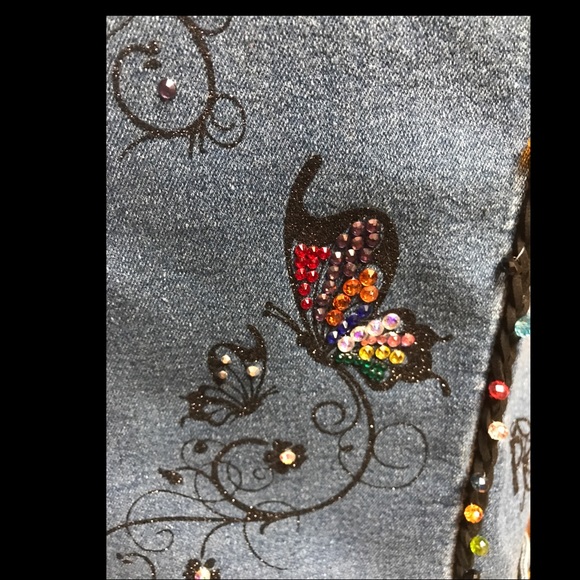 Crystal Butterfly Denim Vest - Picture 5 of 12